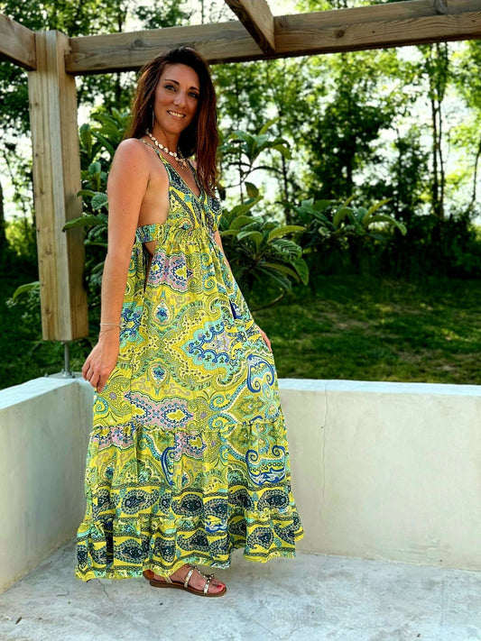Robe "HAWAII" Jaune et Verte
