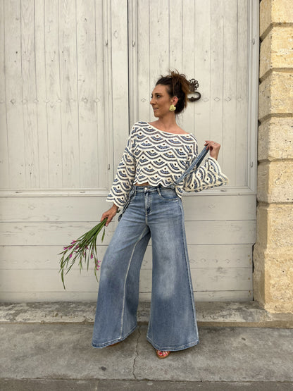 Haut crochet MALLORCA Bleu ciel