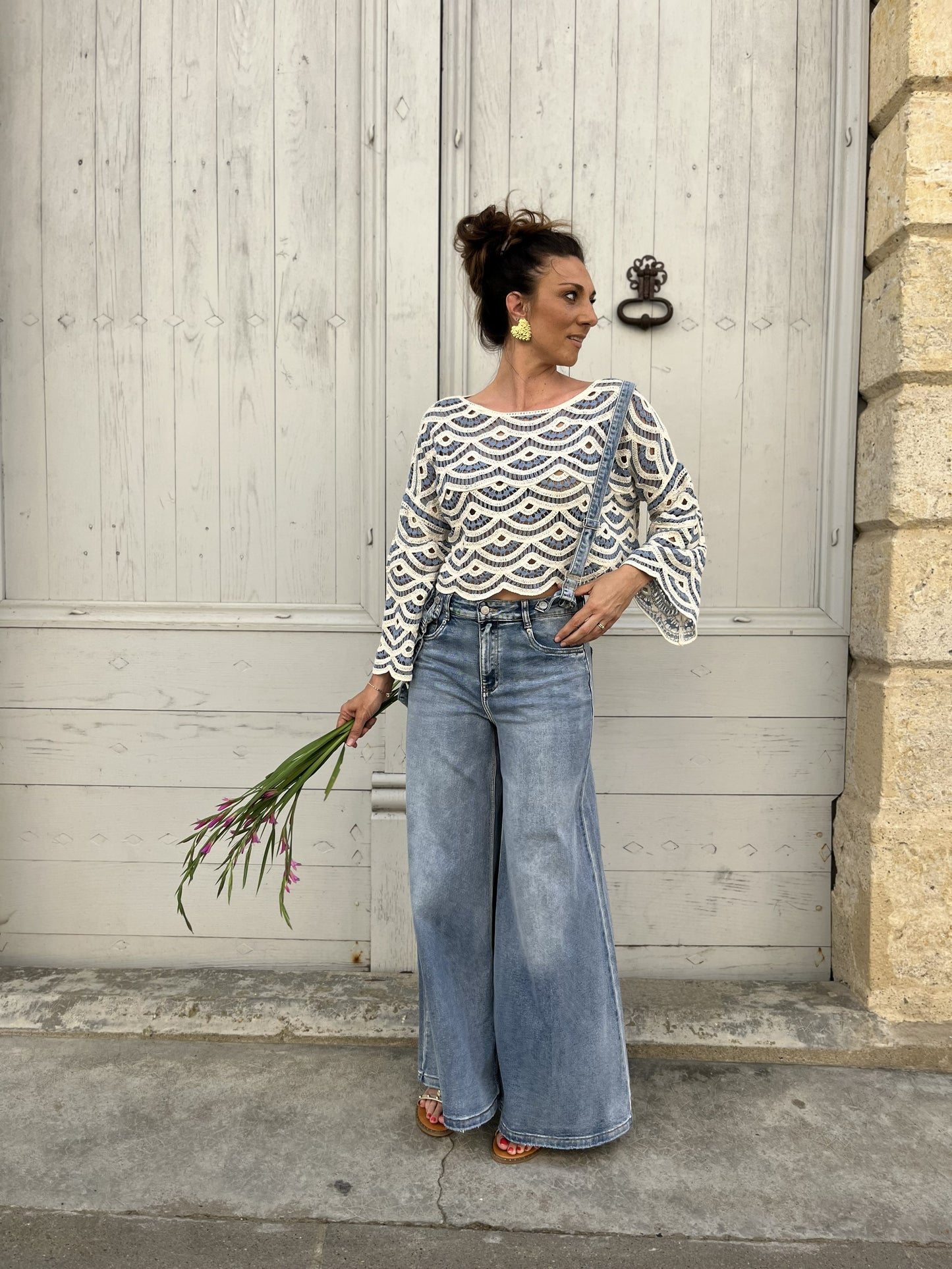 Haut crochet MALLORCA Bleu ciel