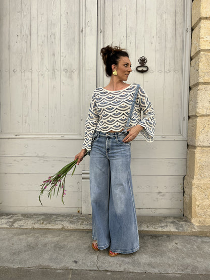 Haut crochet MALLORCA Bleu ciel