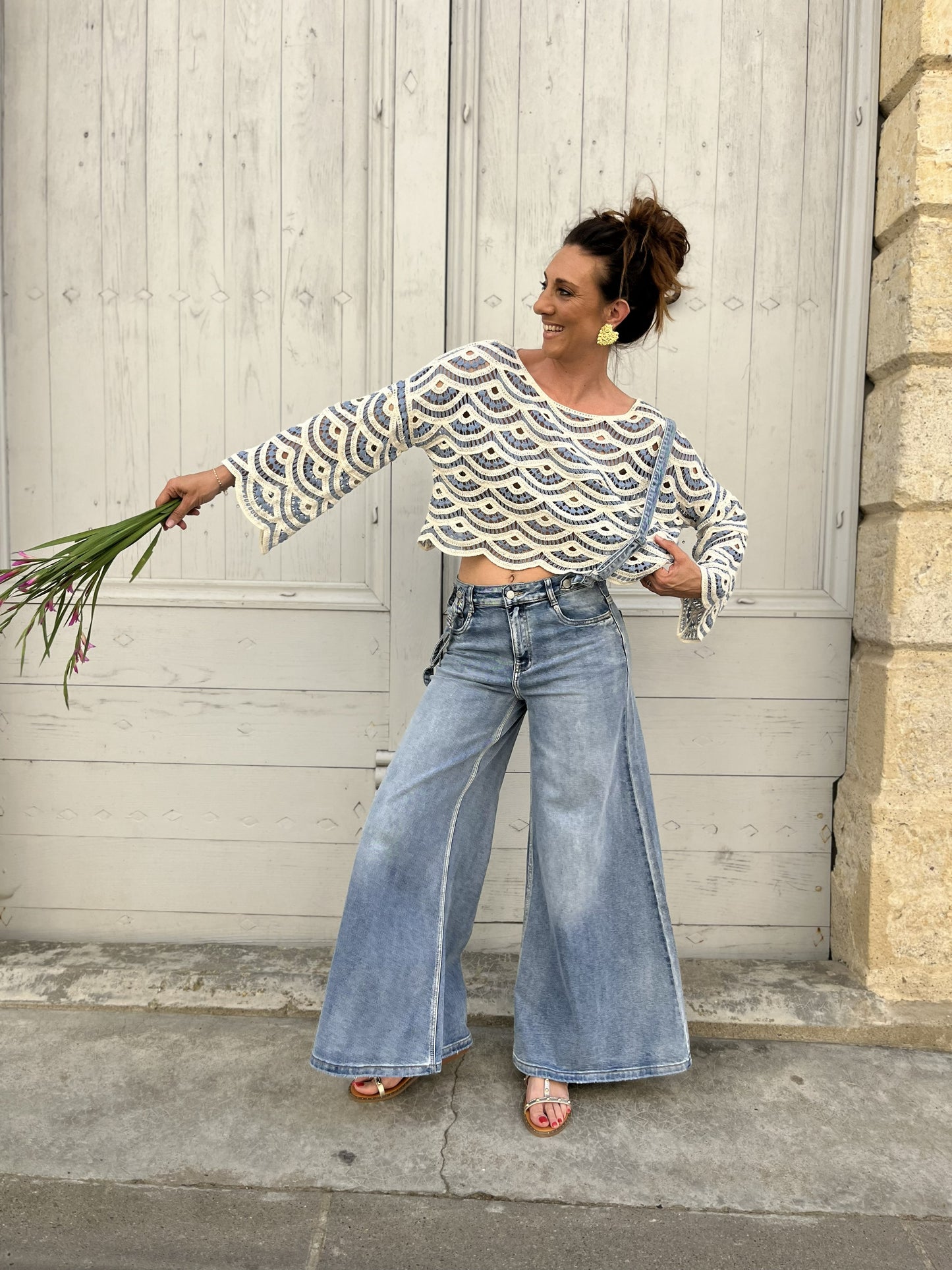 Haut crochet MALLORCA Bleu ciel