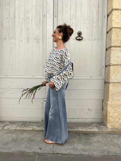 Haut crochet MALLORCA Bleu ciel
