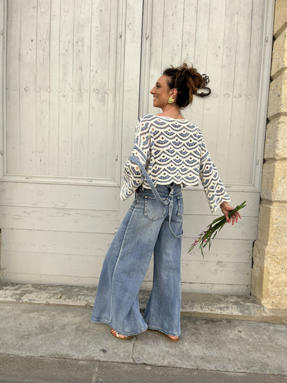 Haut crochet MALLORCA Bleu ciel
