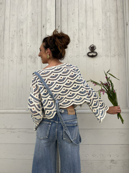 Haut crochet MALLORCA Bleu ciel