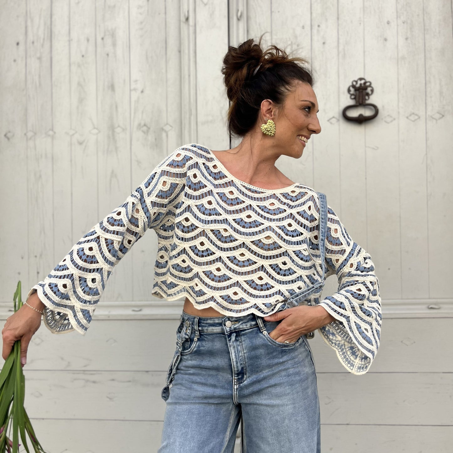 Haut crochet MALLORCA Bleu ciel