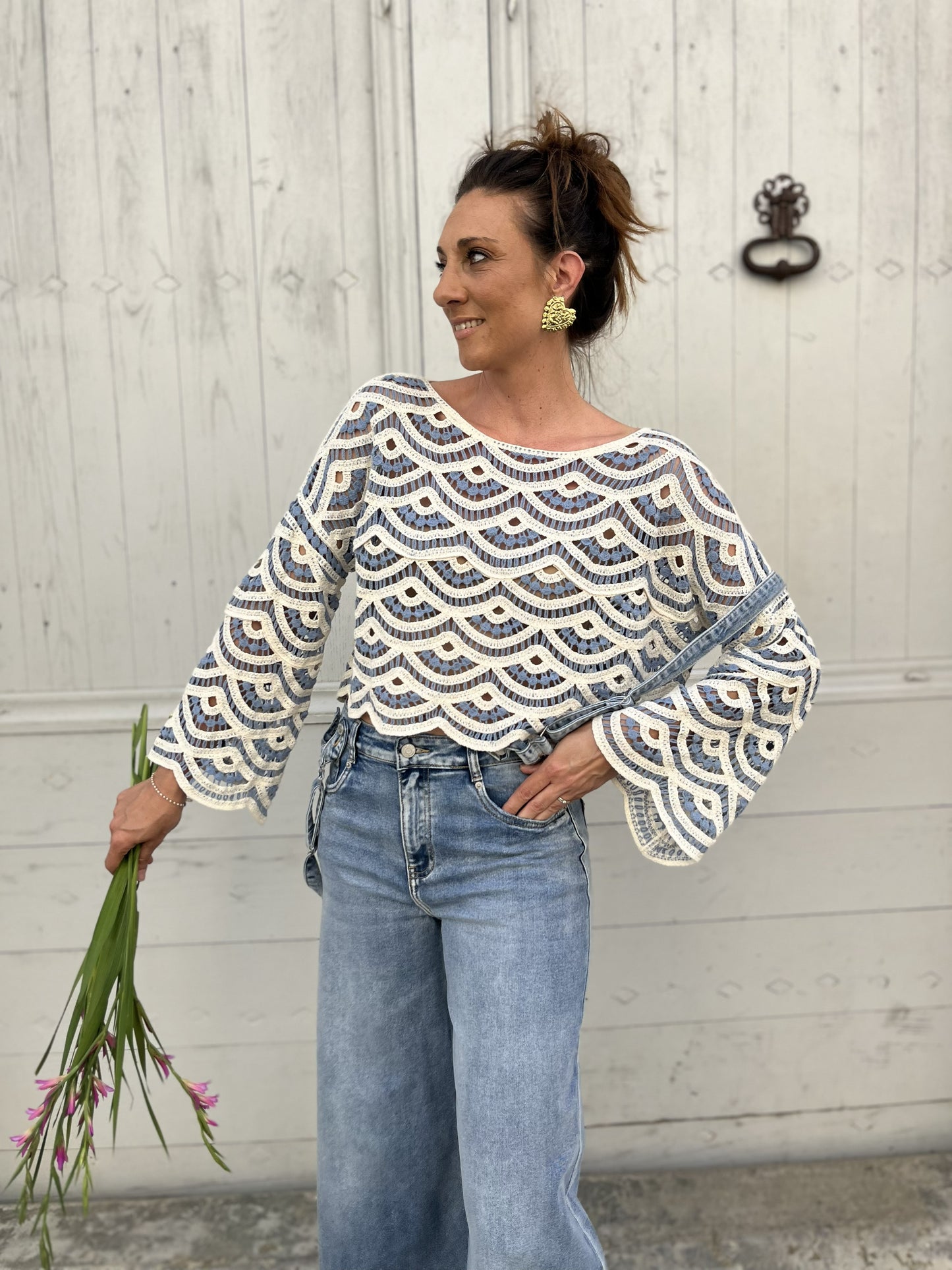 Haut crochet MALLORCA Bleu ciel