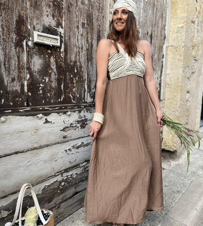 Robe longue NAYARA - Taupe