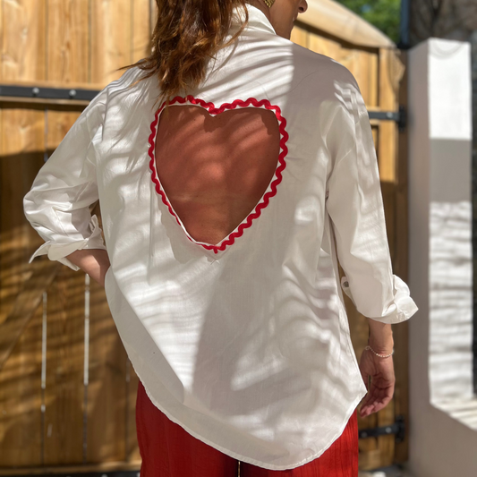 Chemise CŒUR dos nu blanche