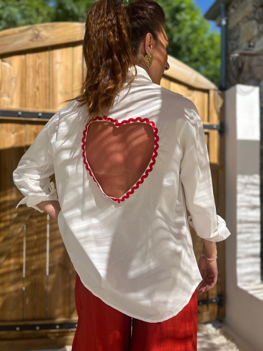 Chemise CŒUR dos nu blanche