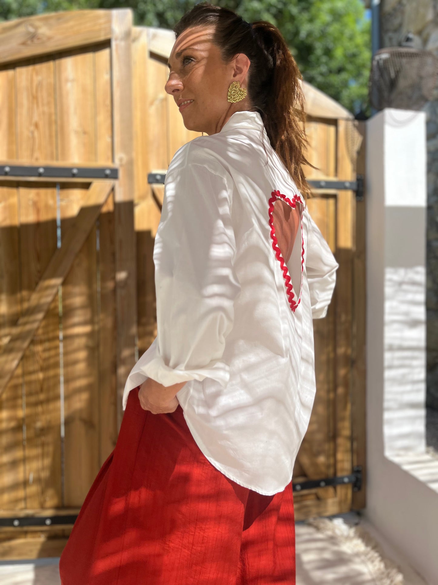 Chemise CŒUR dos nu blanche