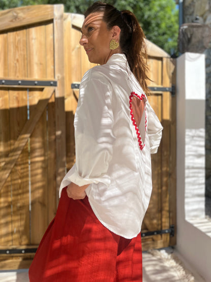 Chemise CŒUR dos nu blanche