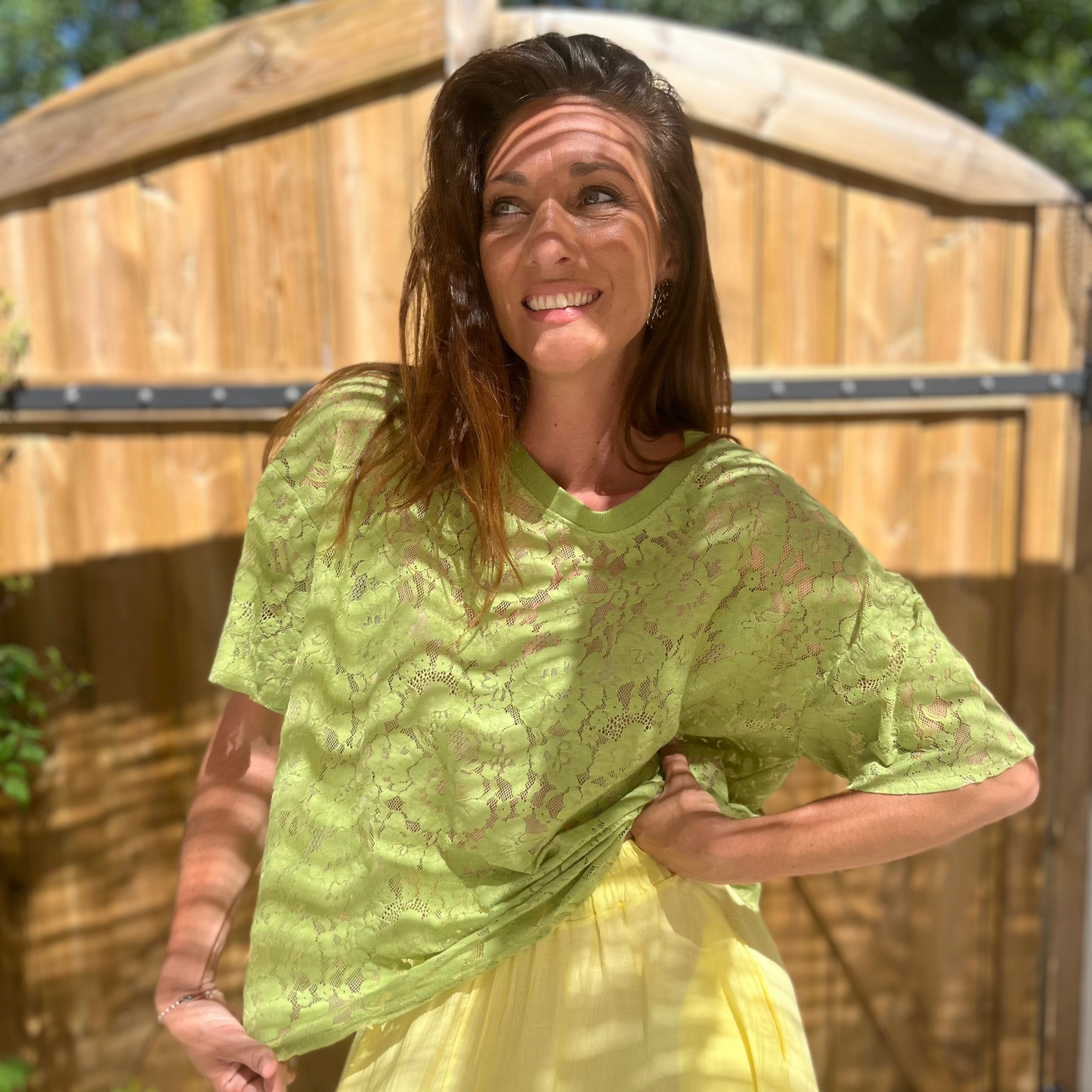 Tee-shirt DENTELINA vert Olive